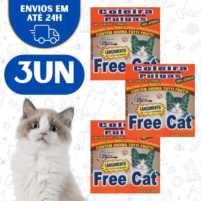 3 Coleira Gato Anti Pulga Free Cat Free Dog