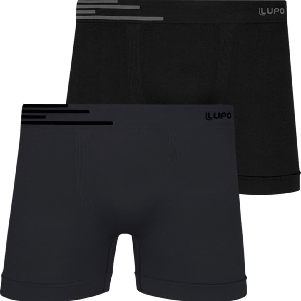 Kit 2 Cuecas Boxer Lupo Poliamida Sem Costura Respirável Confortável Cueca Masculina Pacote Box Original