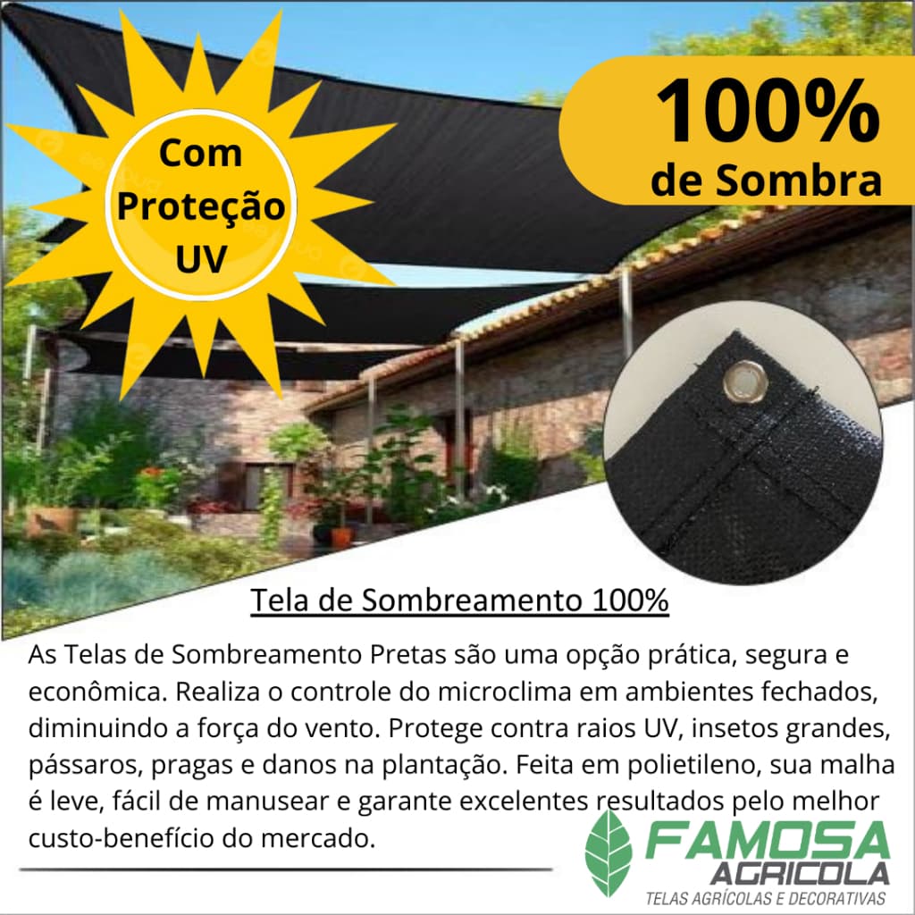 Tela 100% Sombreamento 4,00x2 com ilhós multi uso sombrite diversas medidas