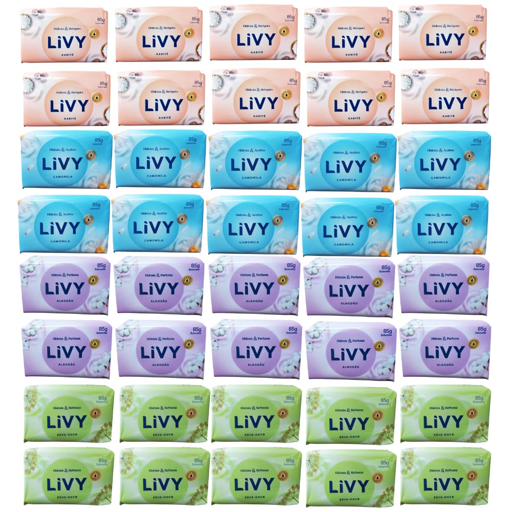 Sabonete Livy 85g - 40 Unidades 4 Fragrâncias