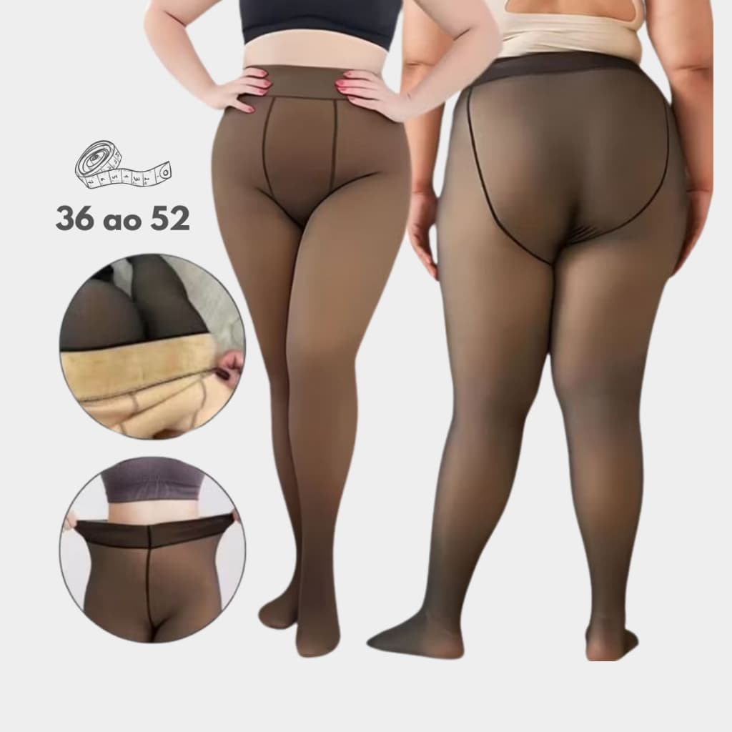 Kit 1/2 Meia Calça Plus Size Translúcida Fio 80 Feminina P M G G1 G2 Térmica Inverno Peluciada Lã Forrada Quentinha