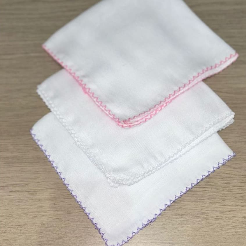 Kit de 6 Fraldas de Boca Babete Paninho para Bebê 2 de Cada Cor Fralda Dupla Algodão Macio