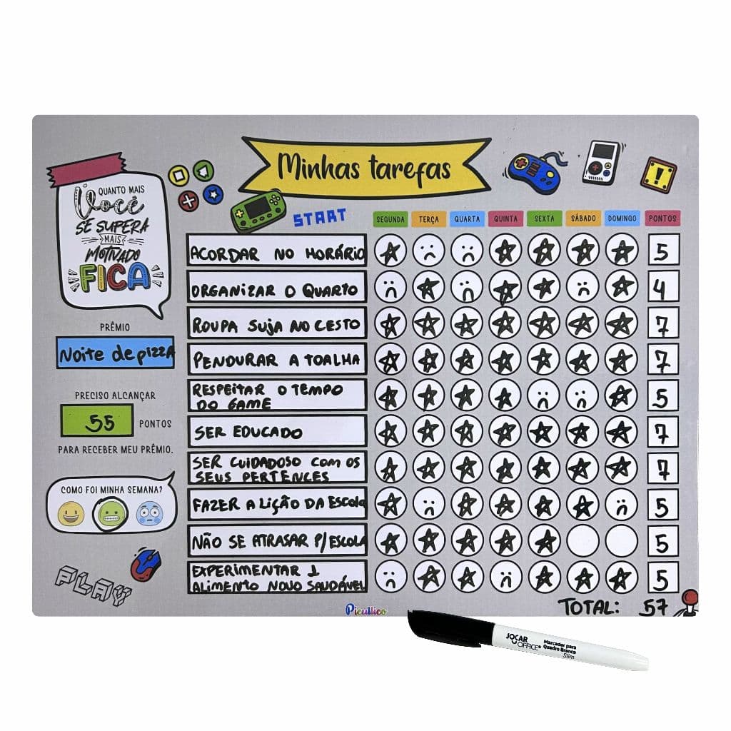 Quadro Minhas Tarefas para Crianças Adolescentes