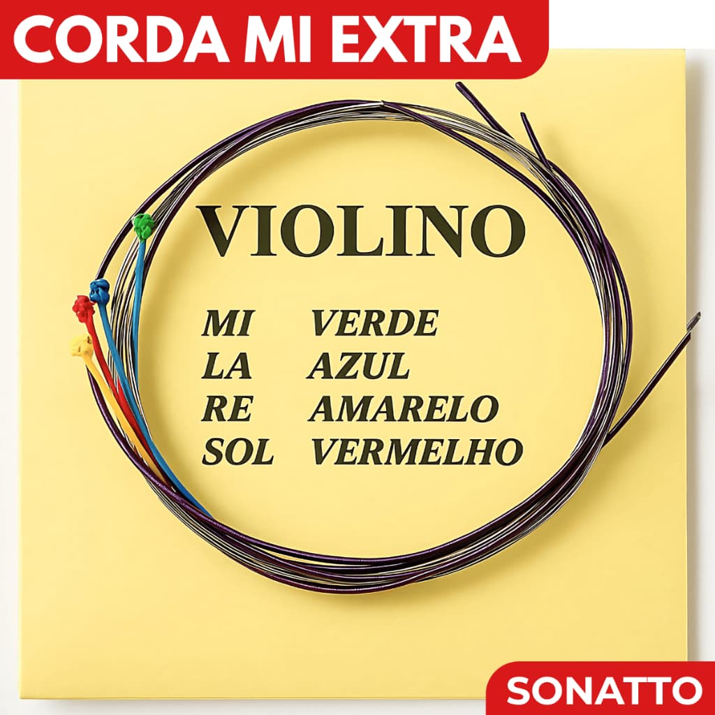 Cordas Mauro Calixto Violino 4/4  - Encordoamento Completo -  Corda Mi Extra - Jogo 5 Cordas