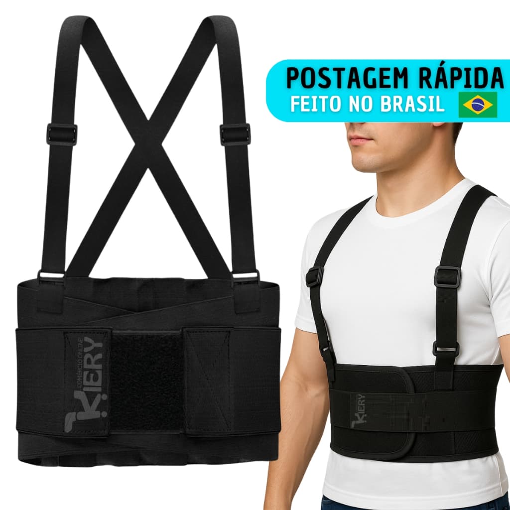 Cinta Colete Lombar Reforçada Elástica Ajustável EPI Corretor Postural Carregar Peso