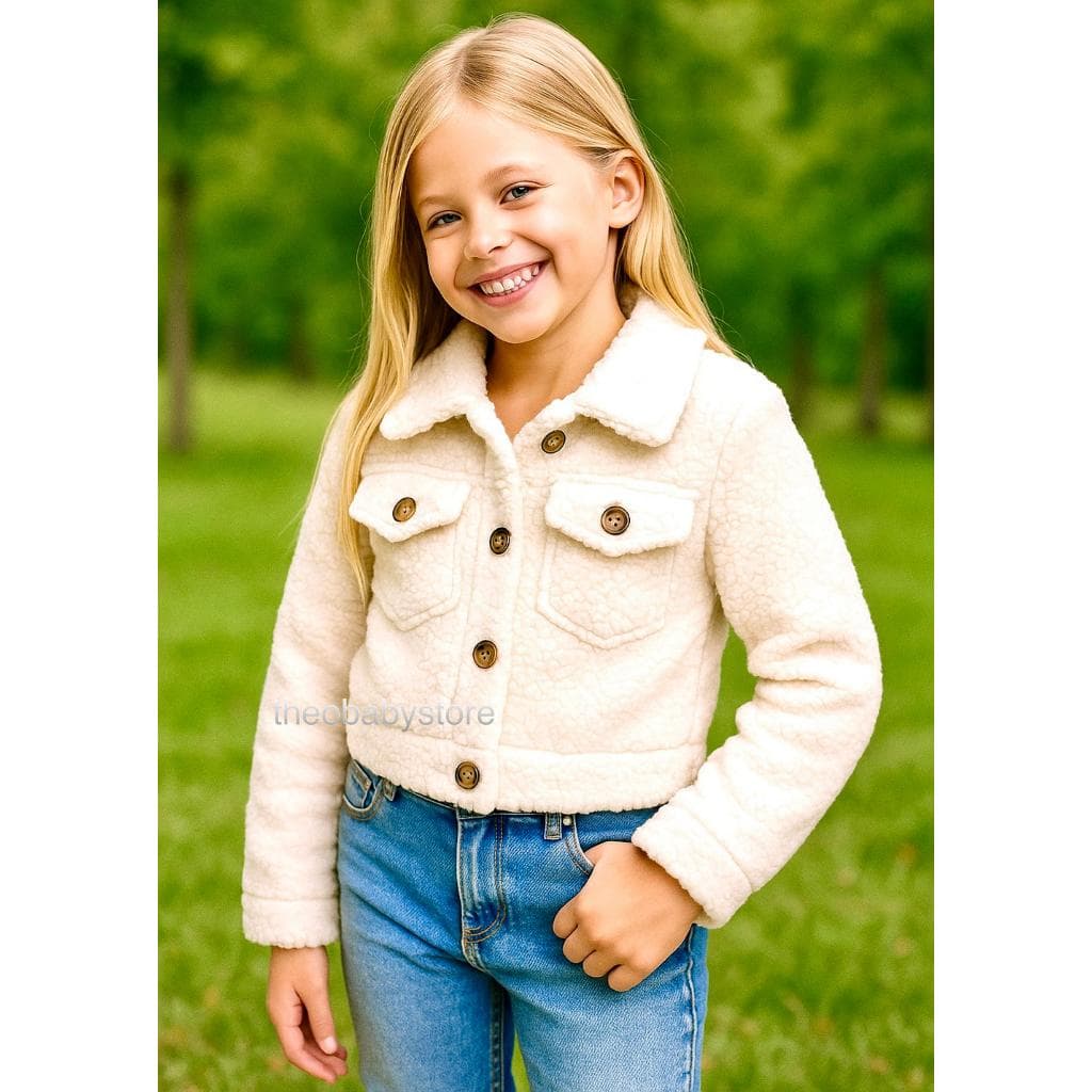 Blusa de Pelinho Teddy Casaco Estilo Cropped Menina Infantil Confortável Macio Blogueirinha Estilosa Meninas Quentinho