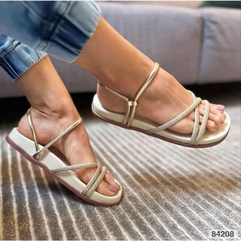 Sandalia Papete Feminina Birken Confortavel Dois em Um Glitter Regulador Brilho Tendência