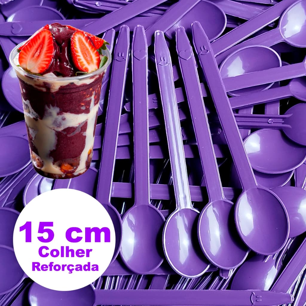 Kit 1000 ou 500 Colheres Descartável 15 cm Reforçado Para Açaí Sorevete Gelato