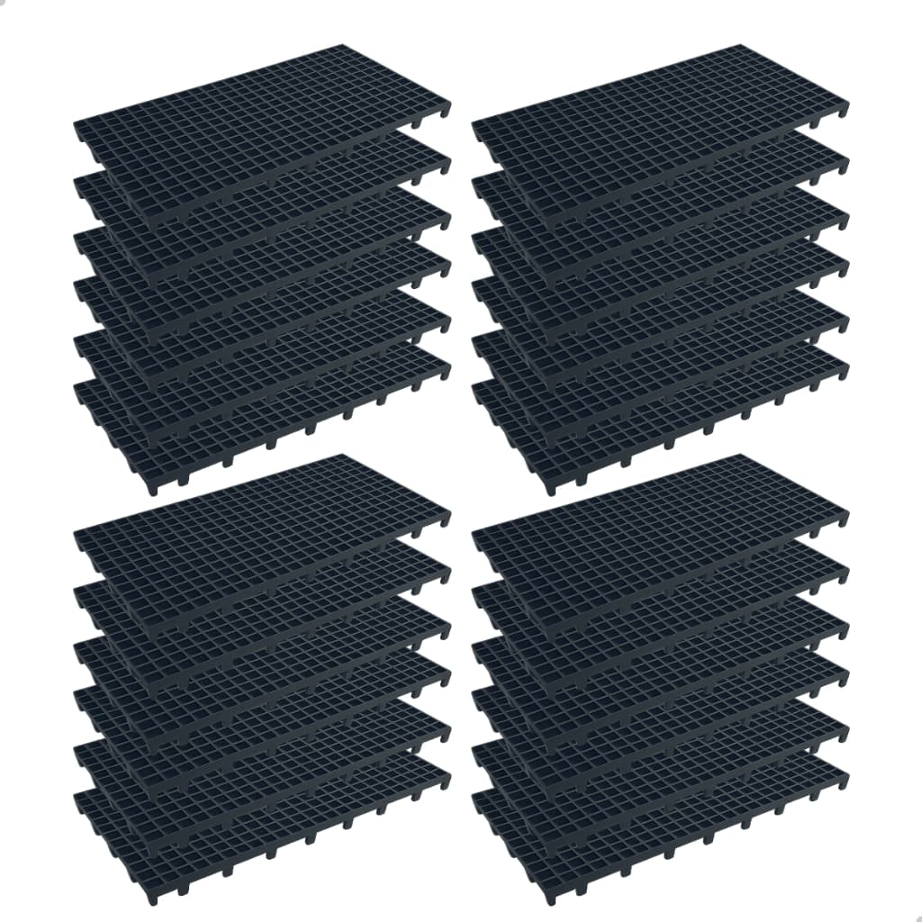 Kit 20 Peças Pallet Palete Estrado Plástico Preto 25x50x2,5cm Piso Plástico Empilhavel