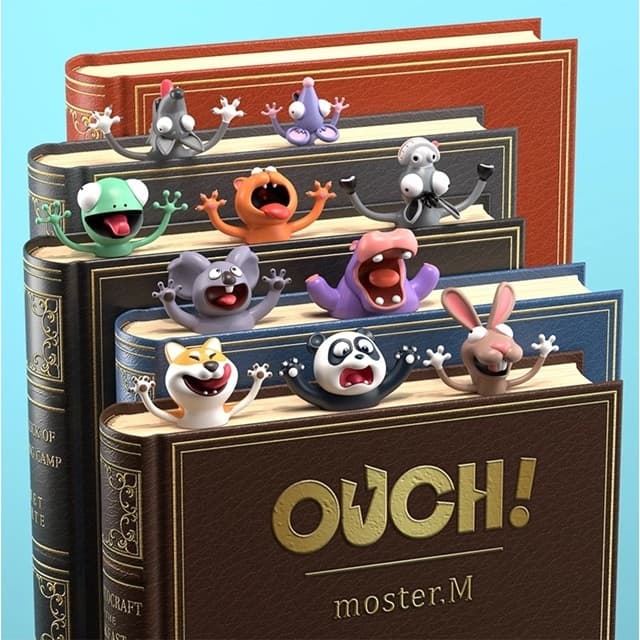 Marca Páginas Livro 3D Bichinhos Animais Engraçado - Marcador de Página Desenho Toon Criativo Ouch!