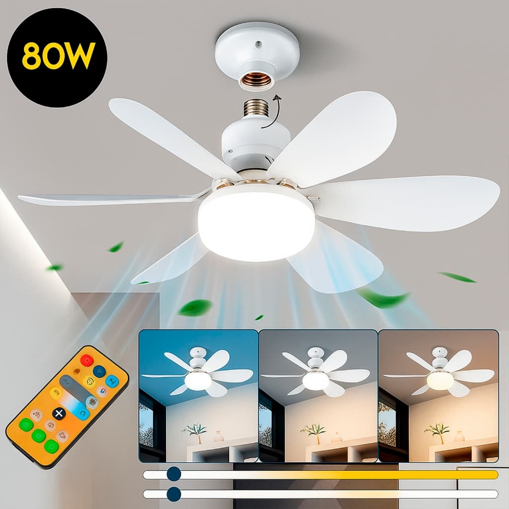 Ventilador De Teto Lâmpada 80w Led E27 Ajustável Bivolt