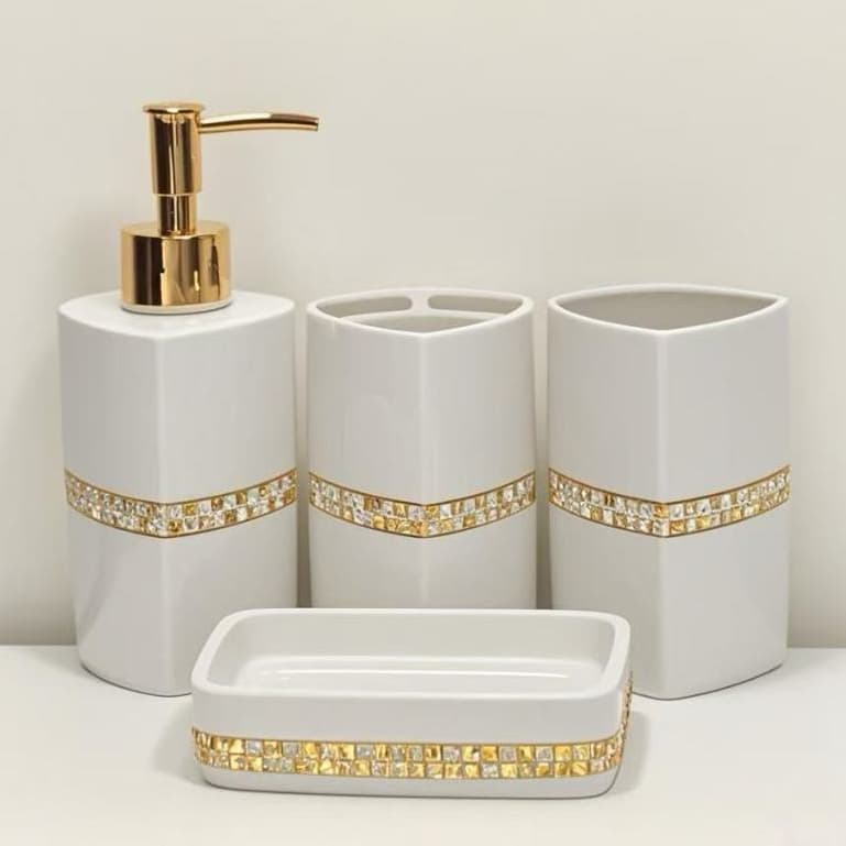 Conjunto de banheiro de luxo, suporte para sabonete líquido, suporte para escova de dentes