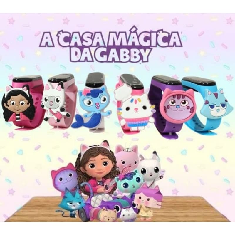 Relógio Infantil Temático Casa Mágica da Gabi | Personagens DJ Catnip/ Gato Pandy, Presente Criança