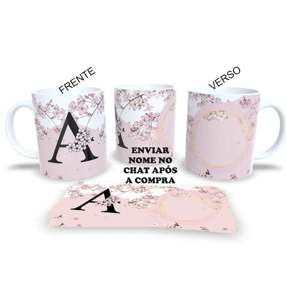 Caneca Personalizada com Inicial e nome (Escolha o nome que desejar)