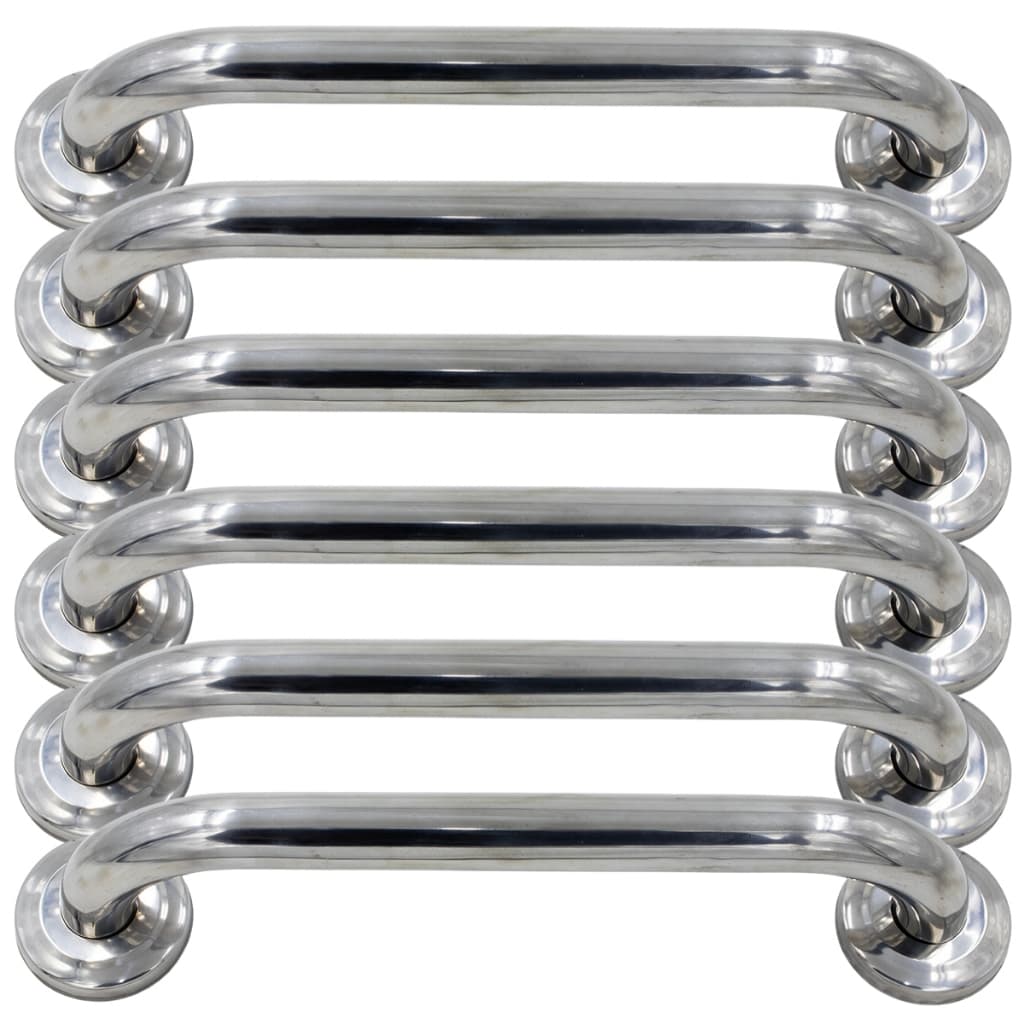 Kit 6 Alça Barra De Apoio Suporte Para Parede Inox 30cm Banheiro Idoso Corrimão Aço