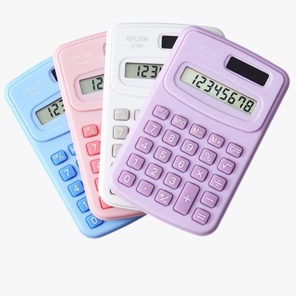 Mini Calculadora De Bolso Plástica De 8 Dígitos Portátil De Alta Qualidade - Cor Branca
