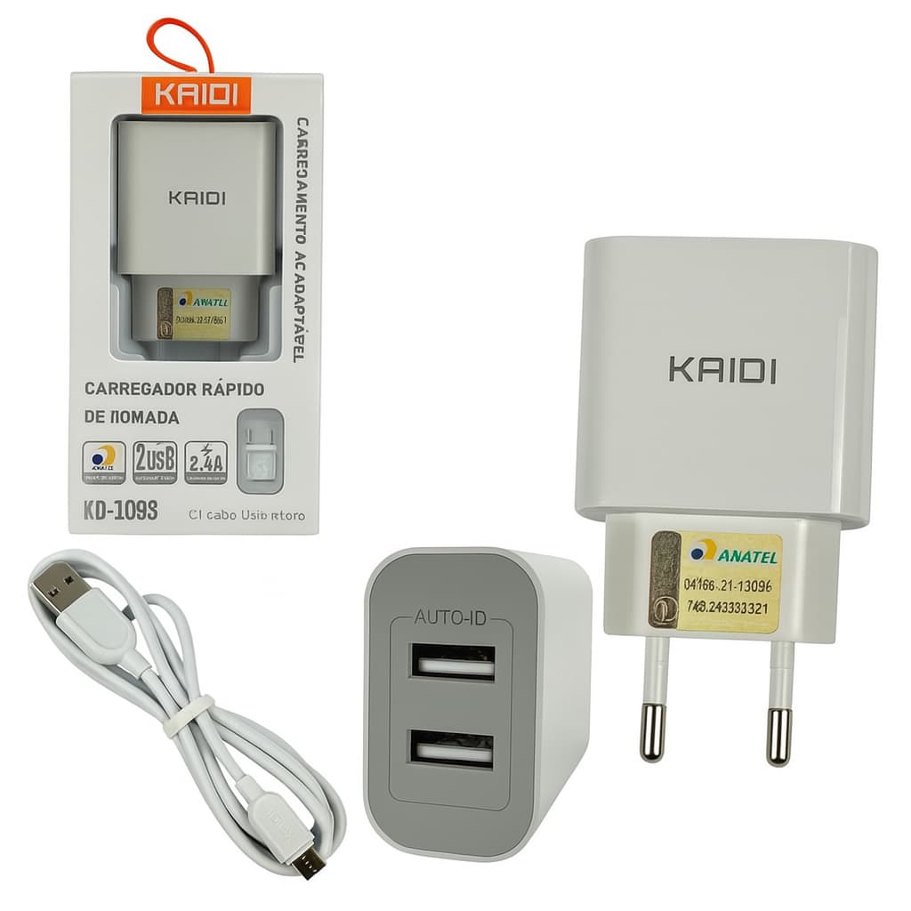 Carregador + Cabo IPHONE  rápido de tomada KAIDI KD-109A Marca premiun