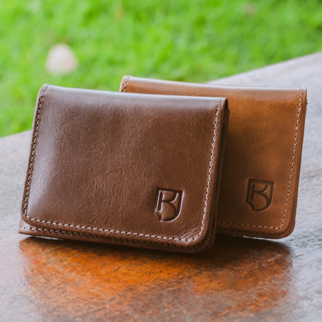 Carteira Masculina Slim Couro Legítimo Minimalista Trifold RFID Cartões CNH Cédulas