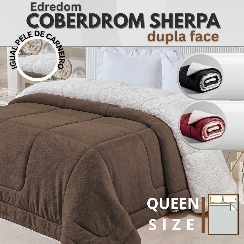 Edredom Sherpa Cobertor Manta Coberdrom Casal Queen Dupla Face (IMITA PELE DE CARNEIRO) SOFT FELPUDO
