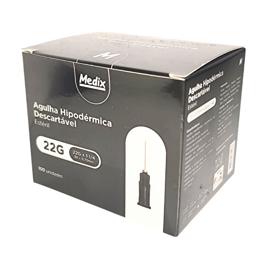 Agulha HiPodérmica Descartável 30x0,70mm Medix Cx C/100 Unid