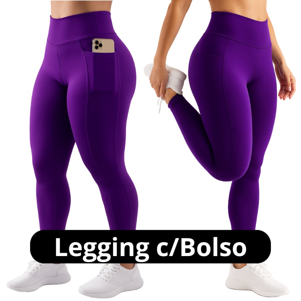 Calça Legging Com Bolso Lateral Academia Não Fica Transparente Fitness