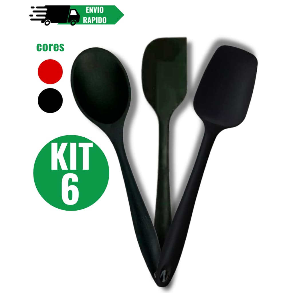 Kits Espátula mais Colher de Silicone Antiaderente Utilidade Domestica