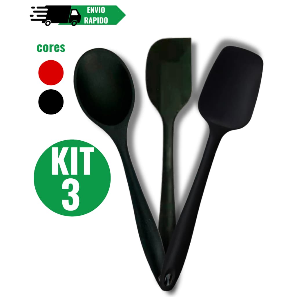 Conjunto De Espátulas mais Colher de Silicone Antiaderente Utilidade Domestica Multifuncional