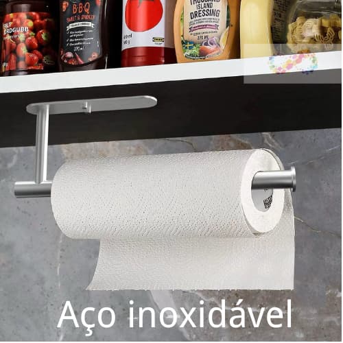 Porta Toalhas de Papel Autoadesivo Duro Aço Inoxidável para Banheiro e Cozinha