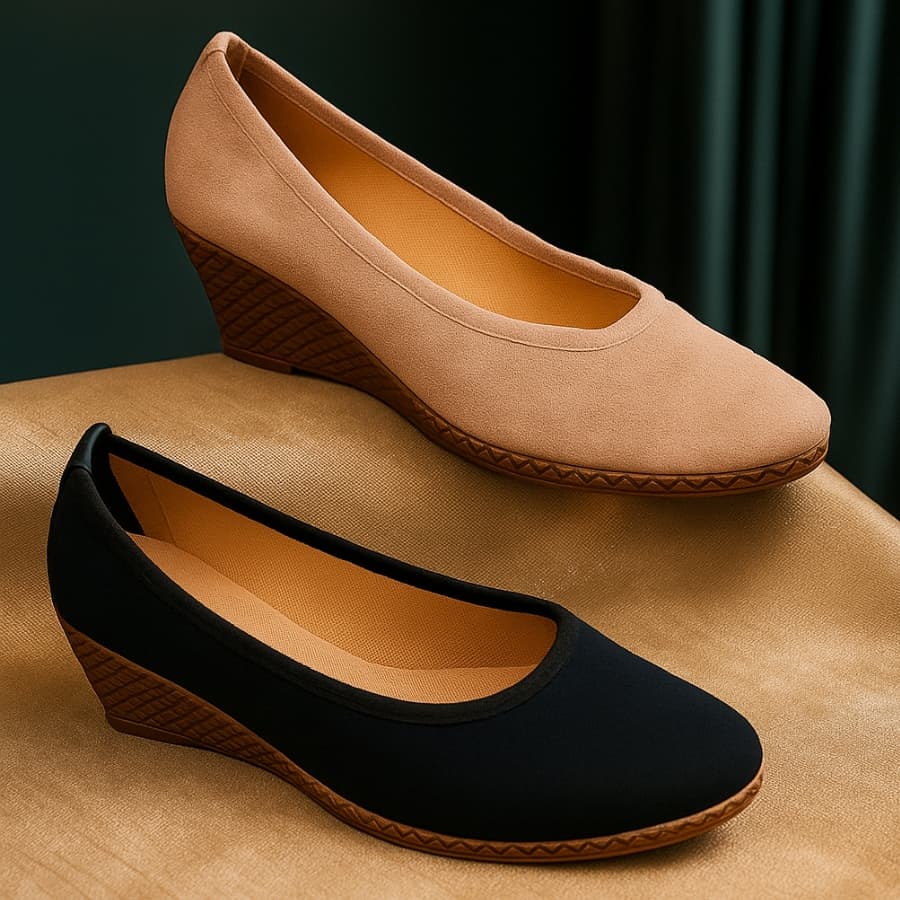 kit 2 Pares Anabrela Feminia Casual Super Confortavel Preto Nude Scarpam Salto