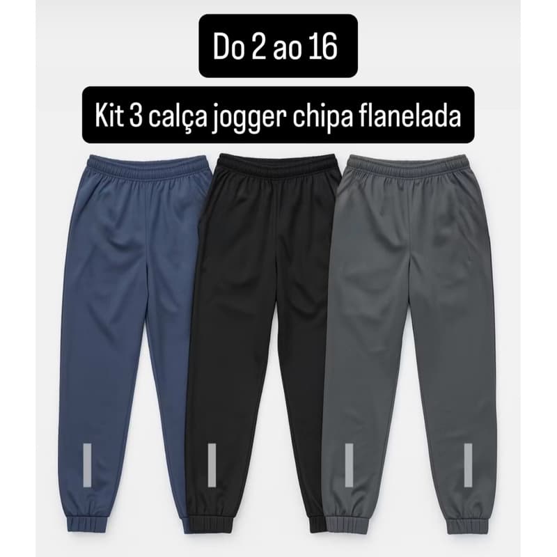KIT 3 CALÇA JOGUER INFANTIL E JUVENIL FLANELADA ÓTIMO P ESCOLA