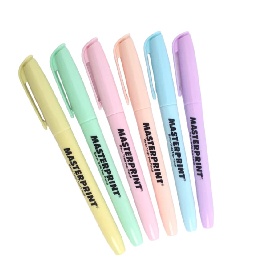 6 Canetas Marca Texto Tons Pastéis - Masterprint