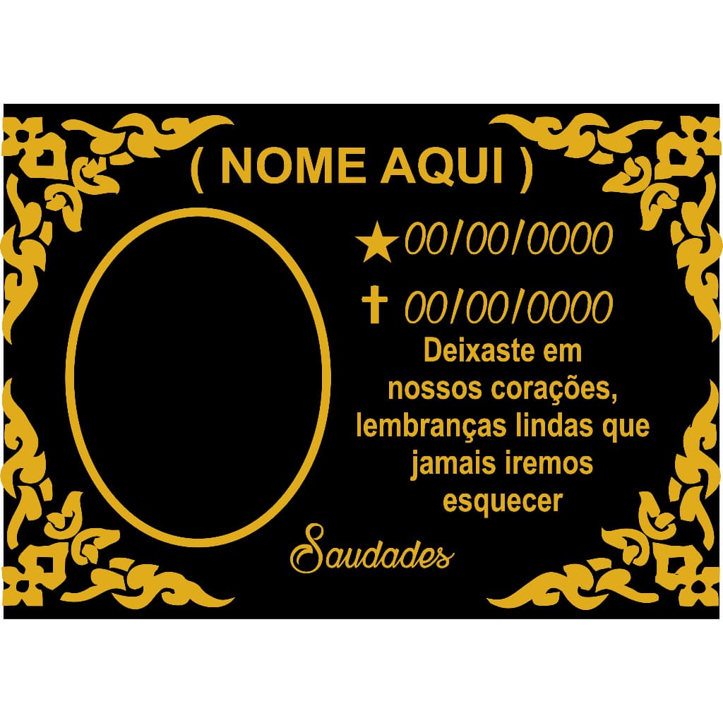 Placa de Alumínio Casal Jazigo Túmulo Lápide Homenagem Personalizada Tamanhos 10x15/10x28/20x28cm