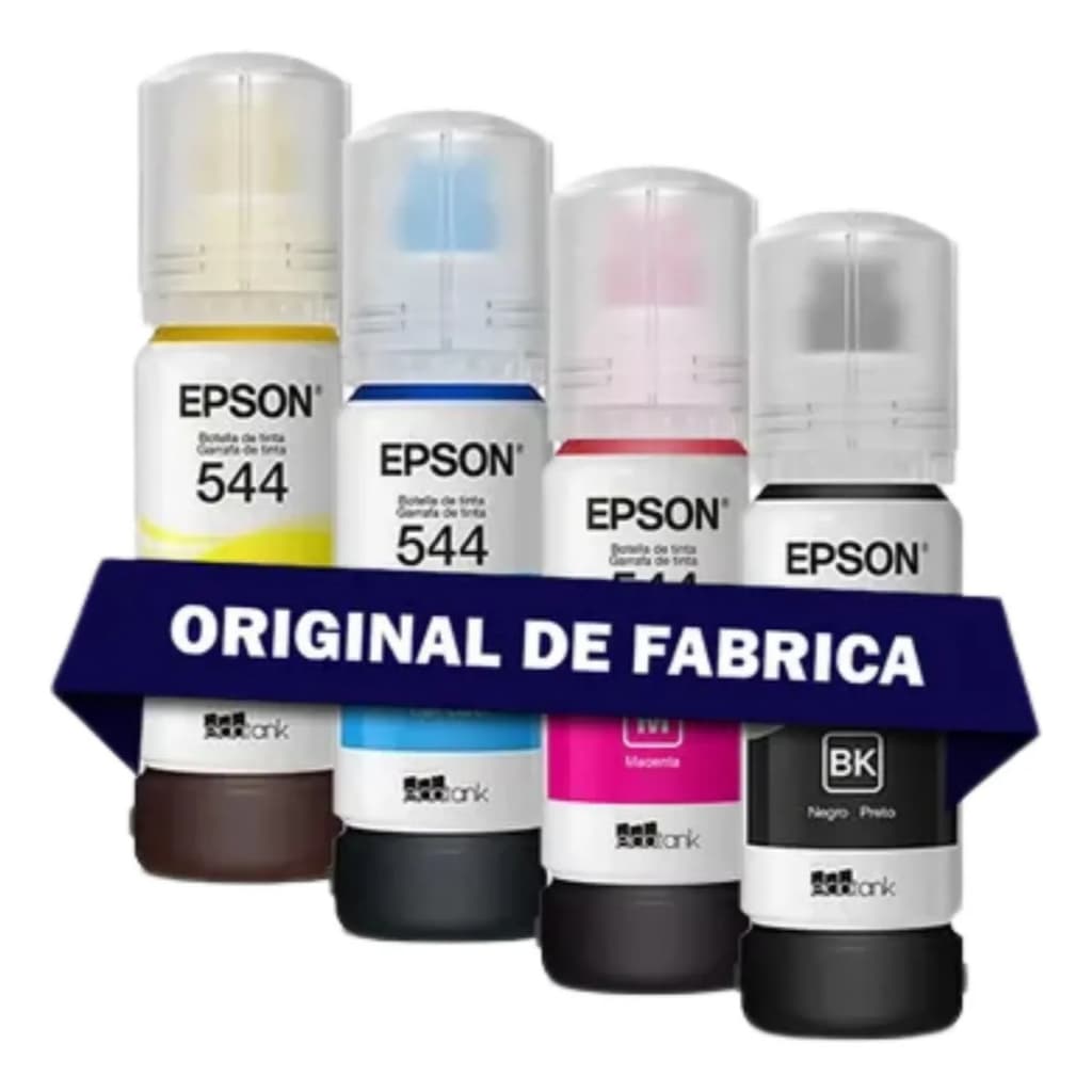 Kit de 4 Tintas Epson T544 para Impressoras Epson L3210 L3250 L3150 L3110 L5190 L1110 L3160