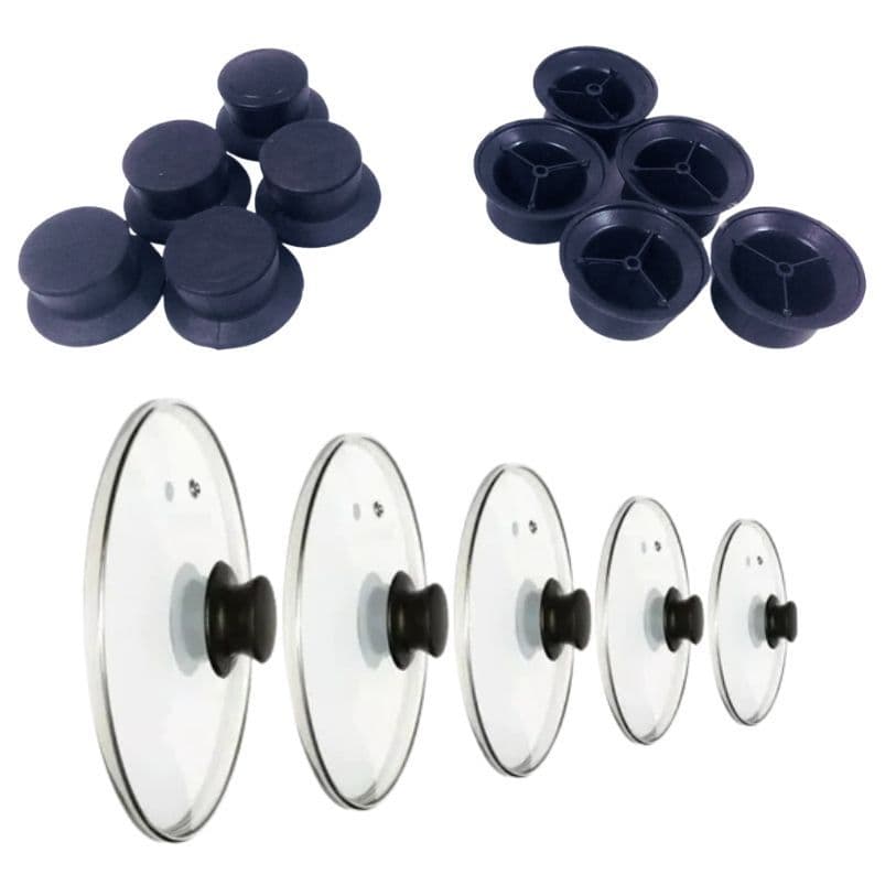 Kit 10 Peças de Puxador Pomel Pegador para Tampa de Panela em Alumínio  e Vidro