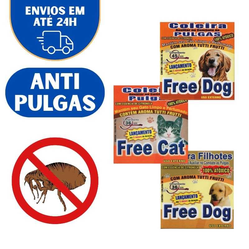 Coleira Anti Pulgas Pet Gatos E Cachorros Free Cat Dog Filhotes