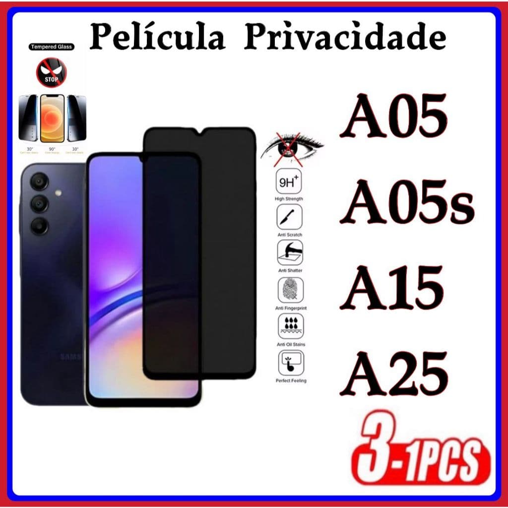Película Privacidade 3D Anti Spy Samsung A05 A05S A15 A25
