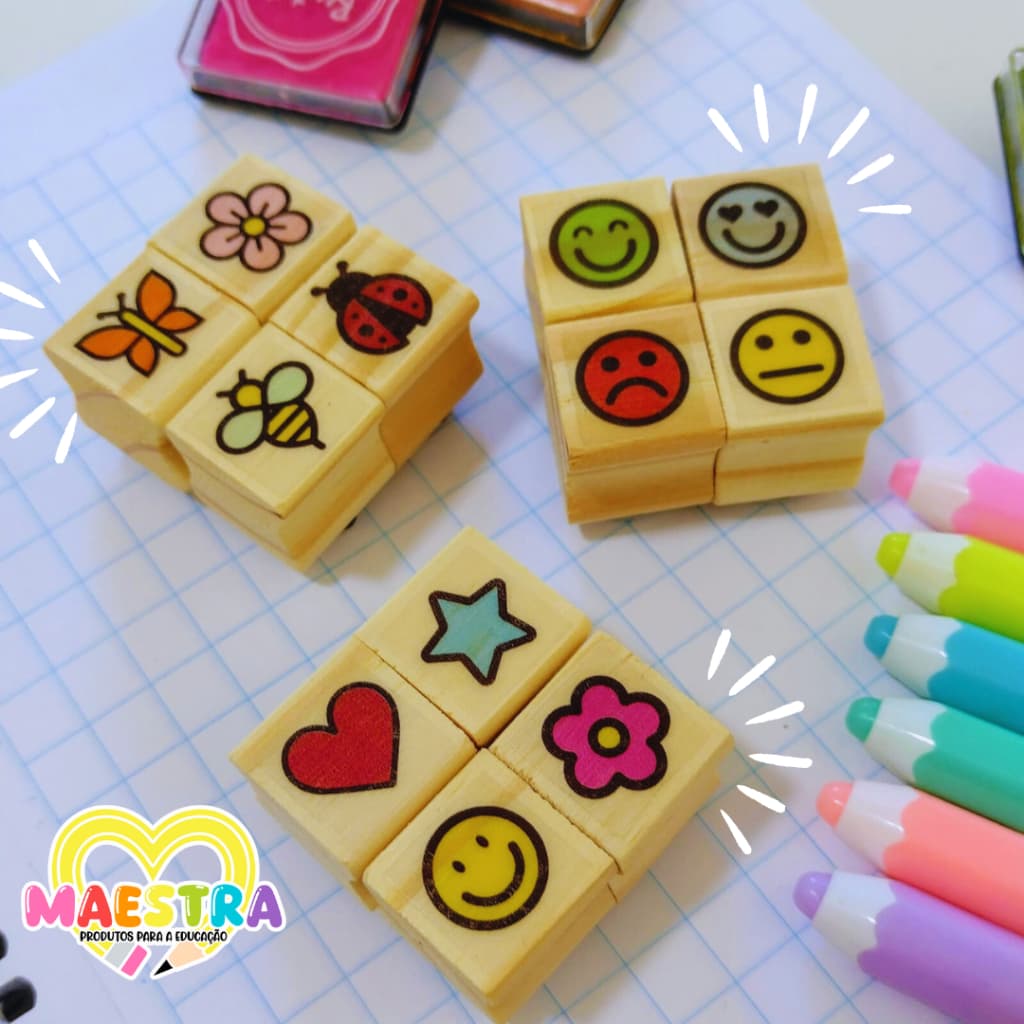 Kit de Mini Carimbos Fofo Professor Escola Pedagógico