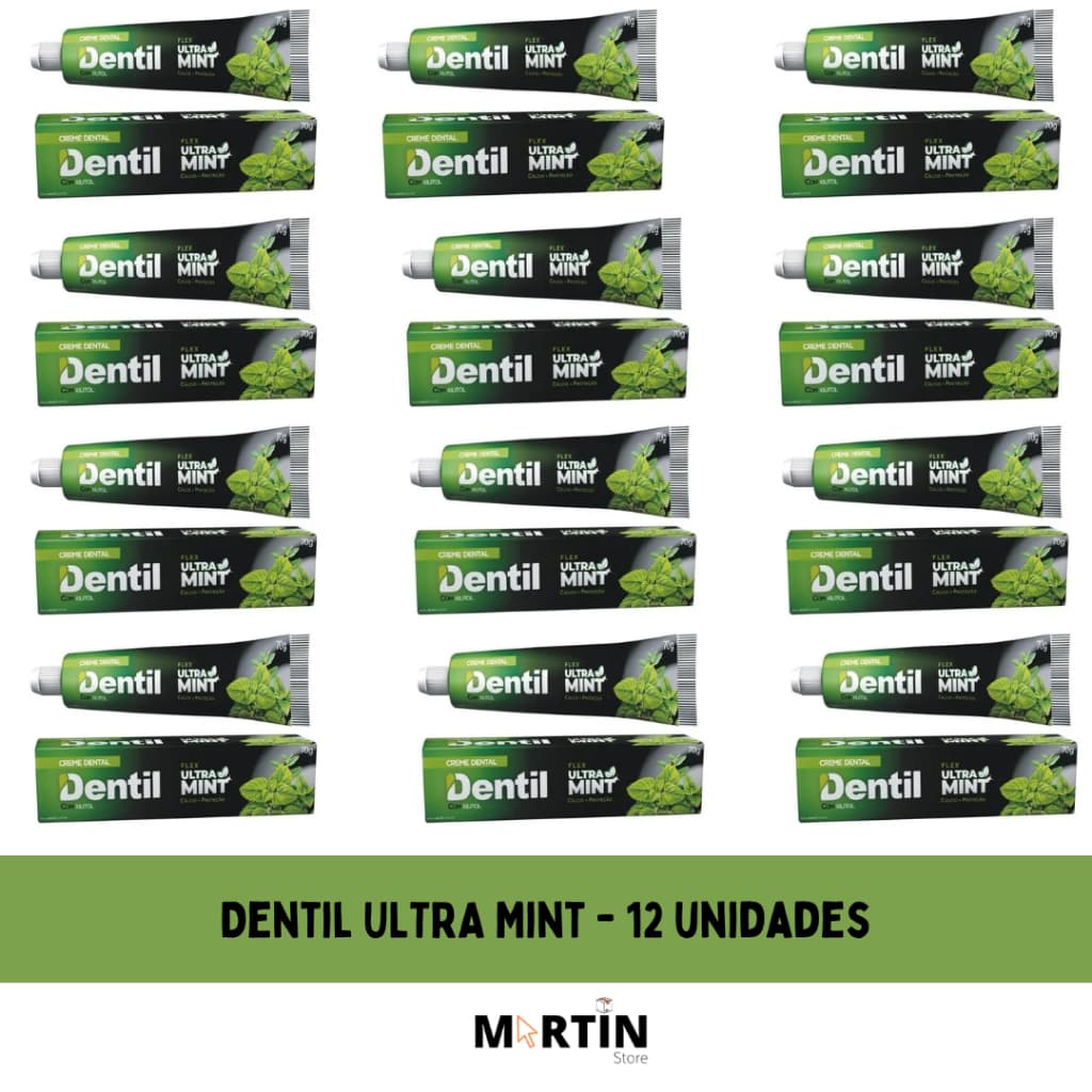 Kit 12 Creme Dental Dentil Ultra Mint Menta Refrescante Sem Flúor 70G