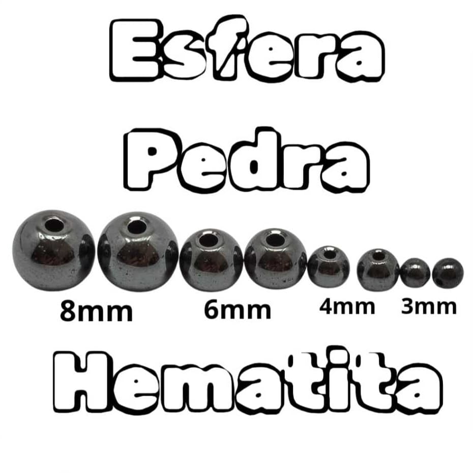 Miçanga Pedra Hematita, 8/6/4/3mm , ideal para pulseiras, colares, brincos.