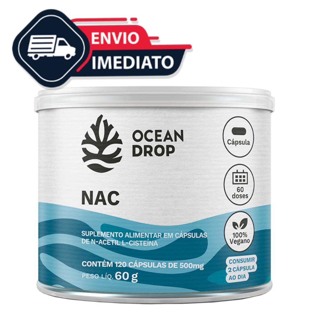 Nac Suplemento 600mg Ocean Drop 120 Caps Acetilcisteína Glutationa Natural Nac 600mg Formula Pura