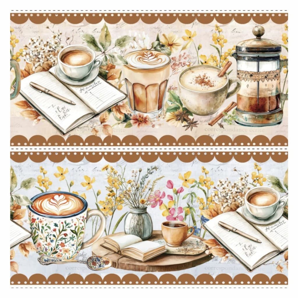 Tricoline Digital Barrado Café com Amor 100% Algodão 55x150cm Pano de Prato Toalhas Maria Flor