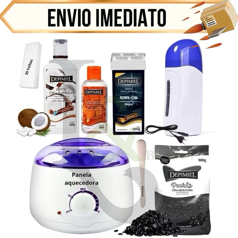 Kit Preto Depilaçao Cera Negra Depimiel Panela Elétrica Completo N 12