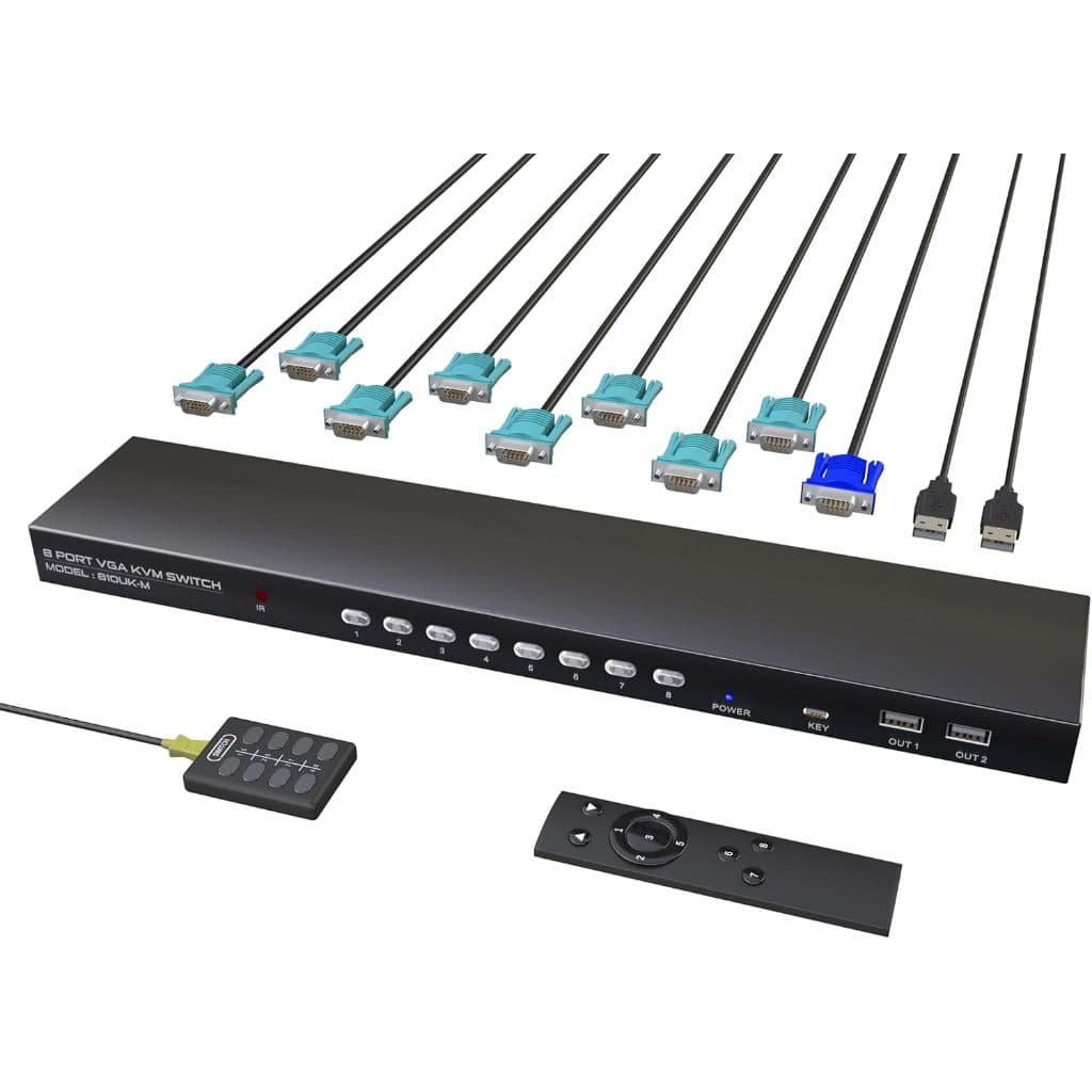 Chaveador Switch Kvm Vga - Usb 8 Portas + 8 Cabos Kvm 1,50m