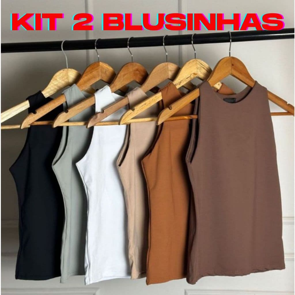 KIT 2 Regata Blusinha Feminina Suplex Duplo Básica Elegante Moda Blogueira Tendencia