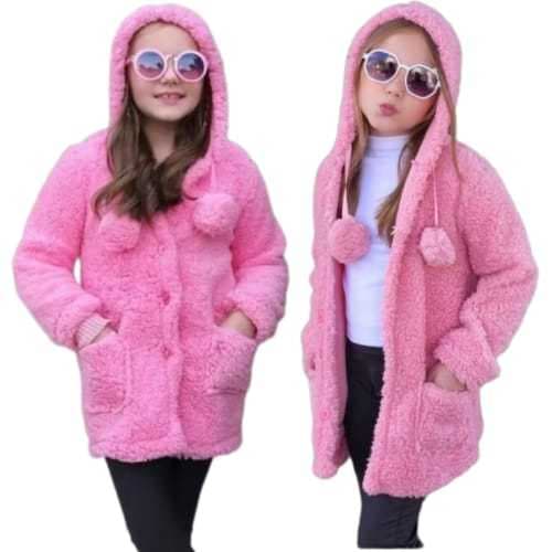 Casaco Blusa Infantil Feminino Menina Teddy Com Bolso E Capuz Inverno Frio 2 Ao 16