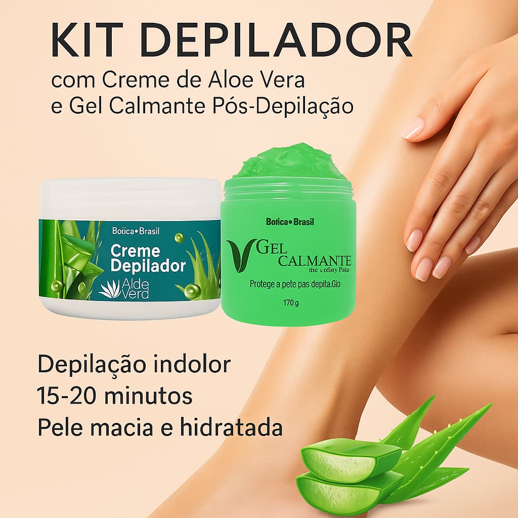 Kit Depilação Creme Depilador Ale Vera 250gr Gel Calmante Pós Depilação com Ale Vera LUCY'S 170gr.
