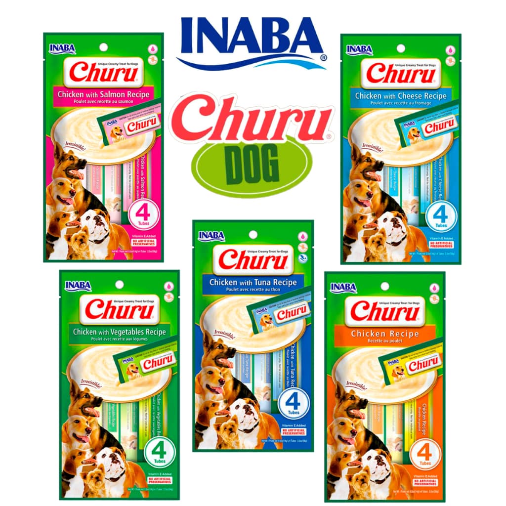 Petisco para Cães Churu Dog 1 cartela com 4 Tubos de 14g Inaba Churu Dog