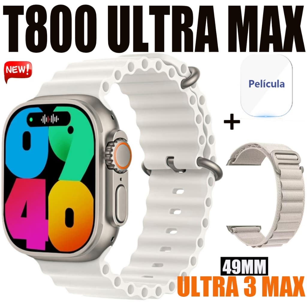 2026 Nova Série 10 Relógio T800 Ultra 3 max Smart Watch Esportivo Sem Fio À Prova D'água