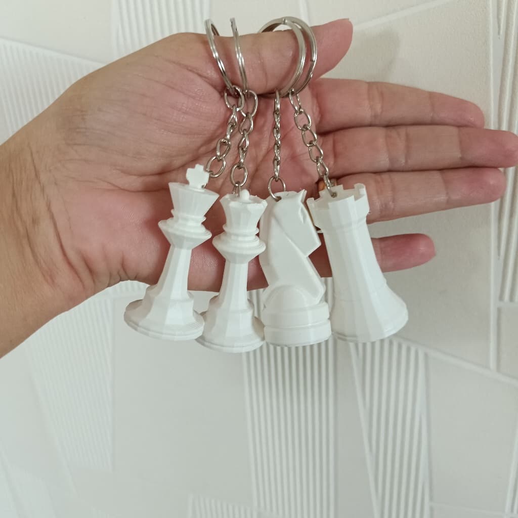 Kit 4 Chaveiros Xadrez, Rei, Rainha, Cavalo e Torre Peças em Impressão 3D