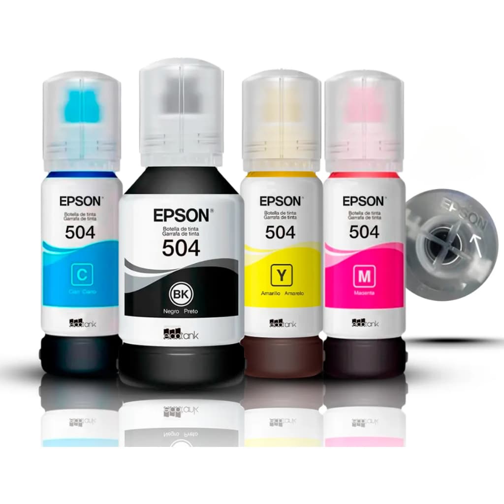 Kit 4 Refil de Tinta Original Epson L4260 T504 para impressoras L4150 L4160 L6161 L6191 L6171 L6270